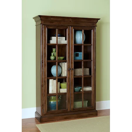 Large Library Cabinet with 2 Glass Doors and Crown Molding